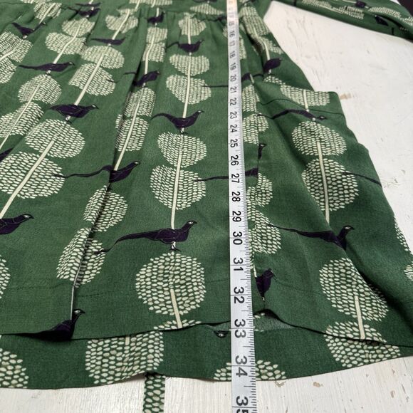 Anthropologie Maeve Devery Green Bird Print Dress XS ASO TV Last Man Standing - Picture 12 of 16